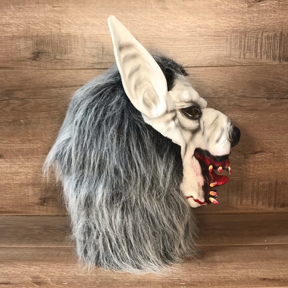 Werewolf Mask Costume Latex Halloween Full Pull On Faux Fur Head Unisex - Picture 3 of 10